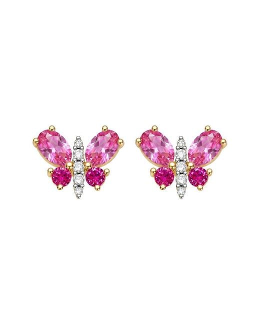 Genevive Jewelry Pink Rachel Glauber 14K Plated Cz Butterfly Shaped Earrings