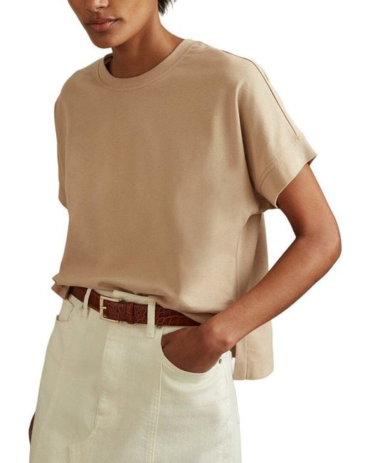 Reiss Brown Lois Midweight Basic T-Shirt
