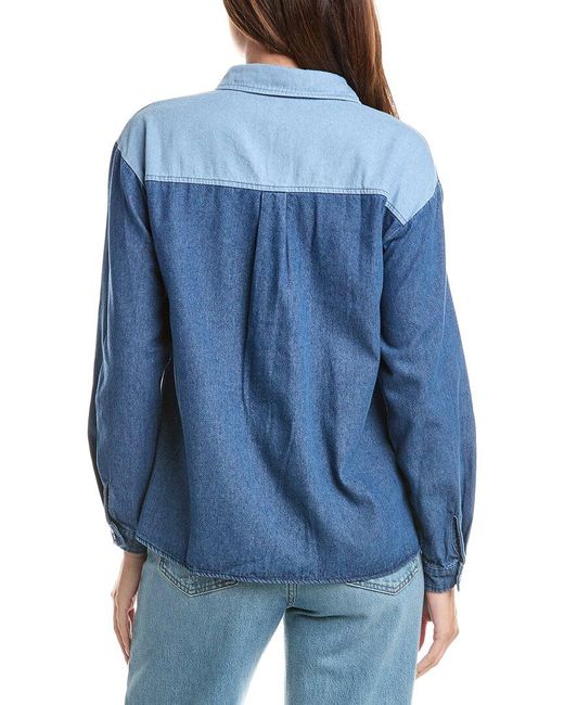 ANNA KAY Blue Ellena Denim Cashmere-Blend Chemise