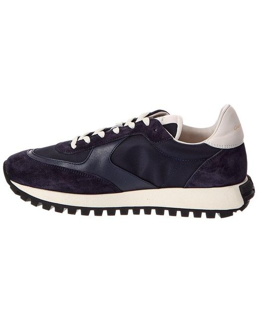 Gianvito Rossi Blue Gravel Canvas & Suede Sneaker