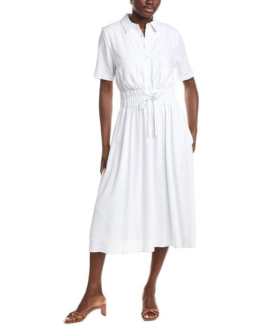 Nanette Lepore White Linen-Blend Midi Dress