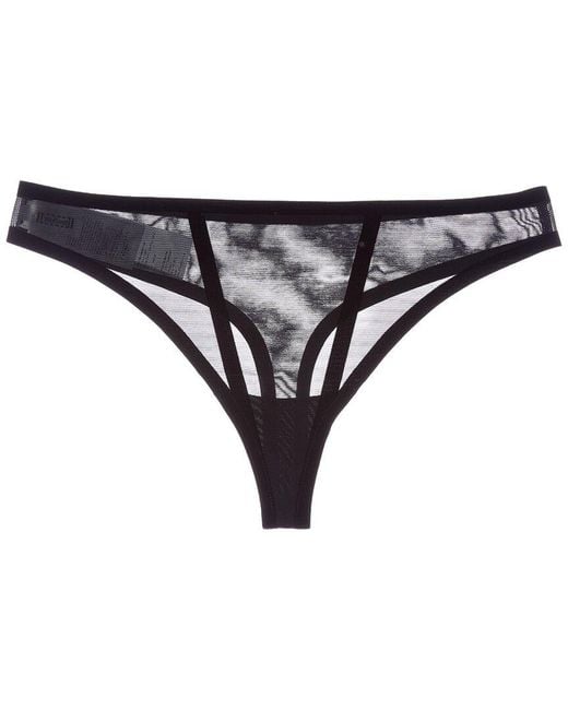 Wolford Black Bonded To Tulle Thong