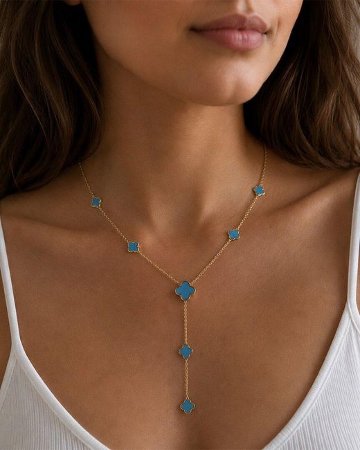 Italian Gold Brown 14K Lariat Necklace