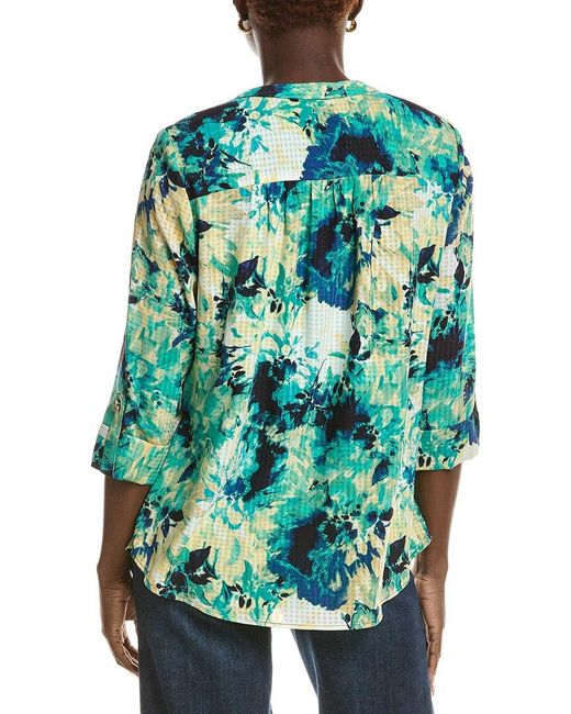 Jones New York Green 3/4 Sleeve V-Neck Tunic