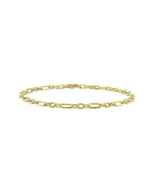 Italian Silver Metallic 18K Over Figaro Chain Bracelet