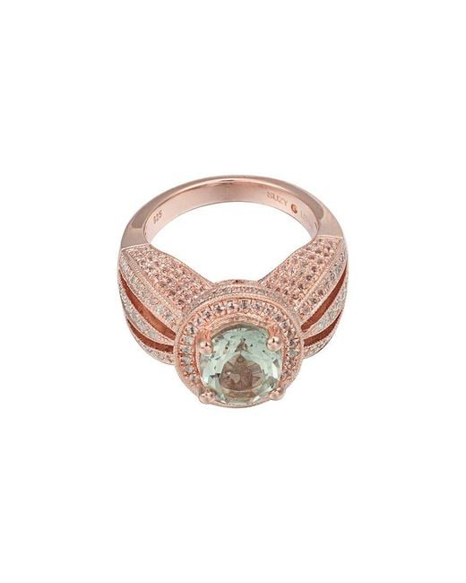 Suzy Levian White Rosed 4.35 Ct. Tw. Gemstone Statement Ring