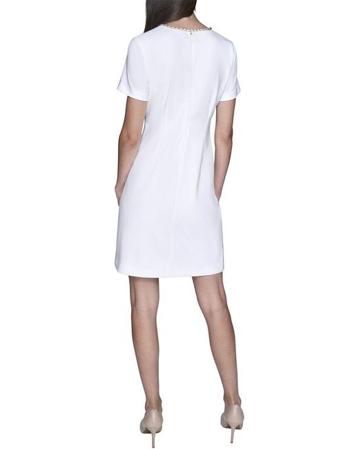 Karl Lagerfeld White Scuba Crepe Shift Dress