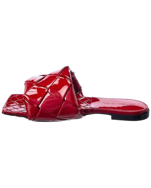 Bottega Veneta Red The Lido Intrecciato Patent Sandal