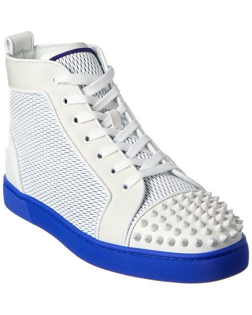 Christian Louboutin Blue Lou Spikes Leather & Mesh Sneaker for men