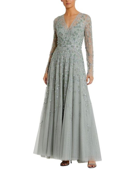 Mac Duggal Gray Long Sleeve Gown