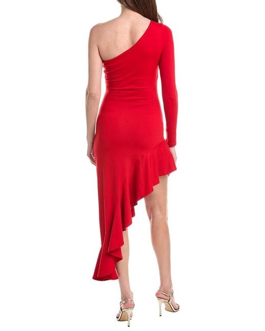 Susana Monaco Red One Arm Ruffle Dress