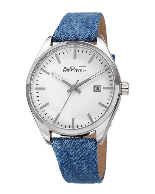 August Steiner Blue Denim Over Leather Watch