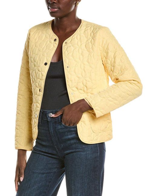 Jones New York Yellow Quilted Flower Jacket