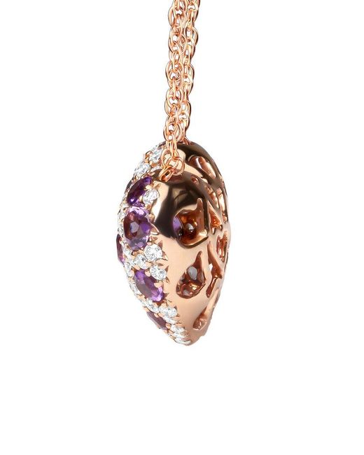 Haus of Brilliance Pink 18K Rose 1.90 Ct. Tw. Diamond & Amethyst Pendant Necklace