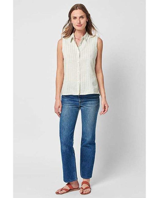 Faherty Brand Blue Malibu Sleeveless Linen-blend Shirt
