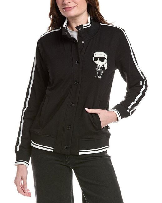Karl Lagerfeld Black Karl Zip-Up Knit Jacket