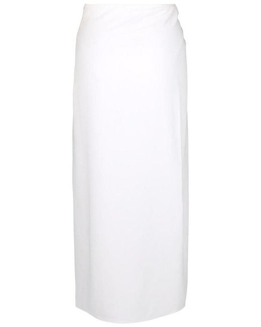 Ferragamo White Asymmetrical Draped Skirt