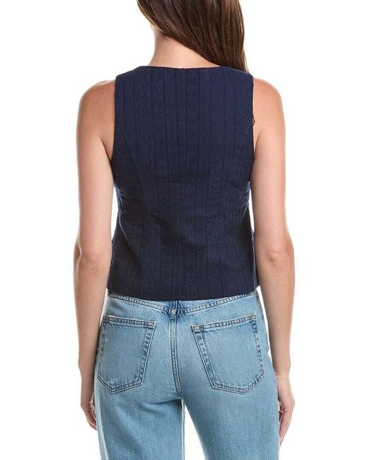 Cece Blue Embroidered Vest Top