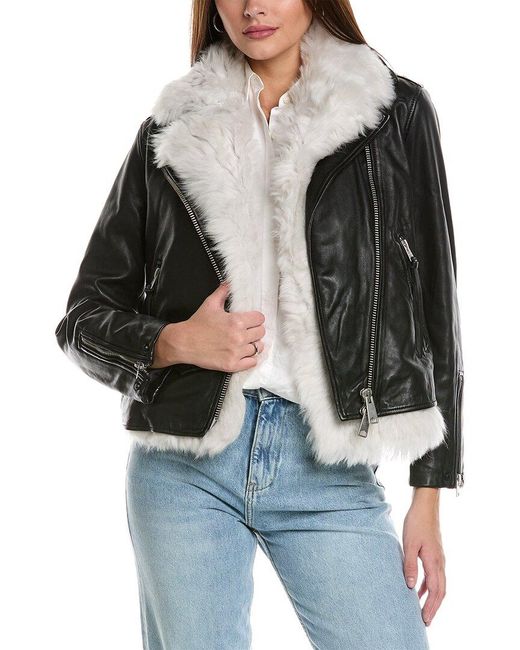 AllSaints Black 2Pc Lyra Shearling Jacket & Vest Set