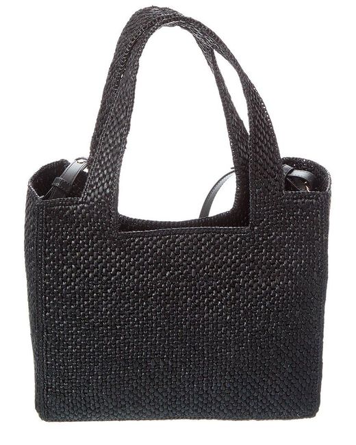Loewe Black Font Medium Raffia Tote
