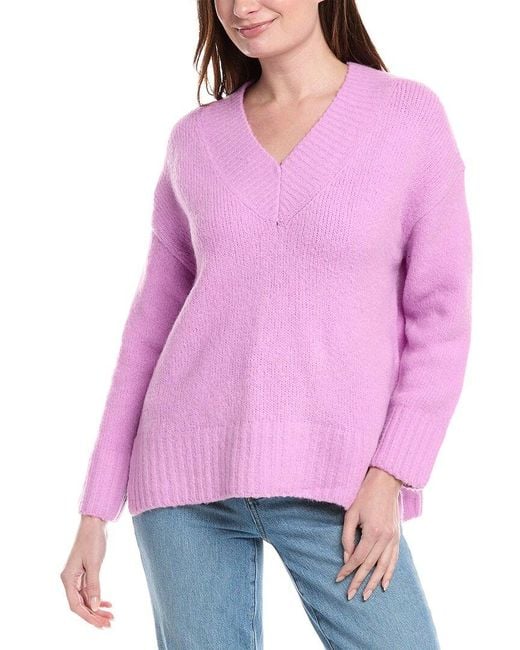 LaBiz Purple Wool & Alpaca-Blend V-Neck Sweater
