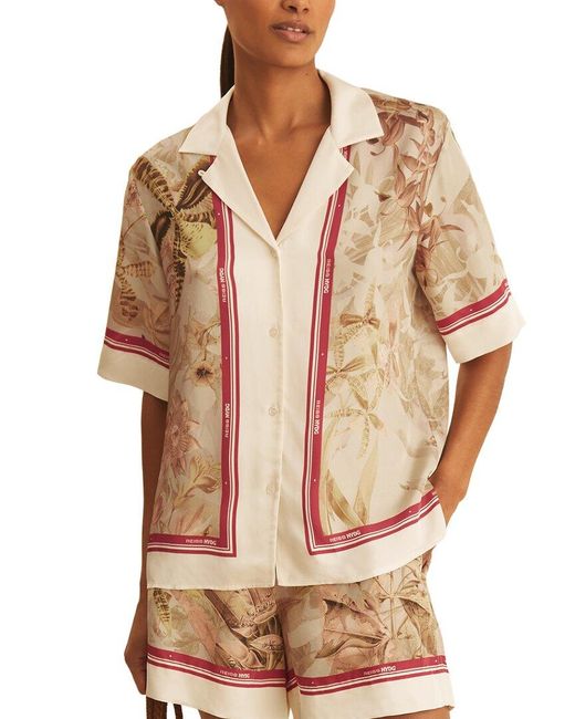 Reiss Natural Santana Floral Stripe Top
