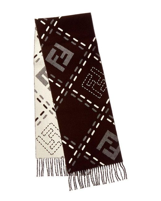 Fendi Brown Dnu Pack Dnu Pack Wool Scarf