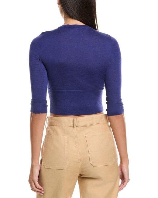 N.Peal Cashmere Blue Crop Cashmere Sweater