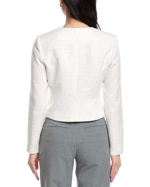 St. John White Collarless Boxy Jacket