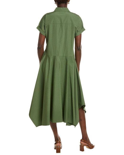 Lafayette 148 New York Green Collared Drop Waist Dress