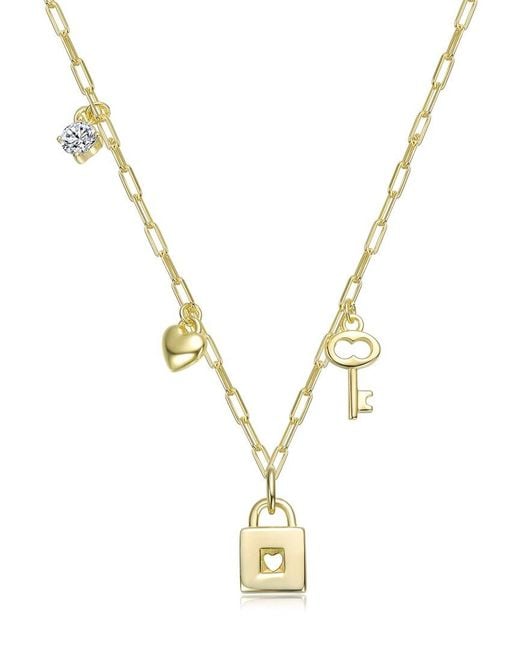 Rachel Glauber Metallic 14K Plated Cz Heart Necklace