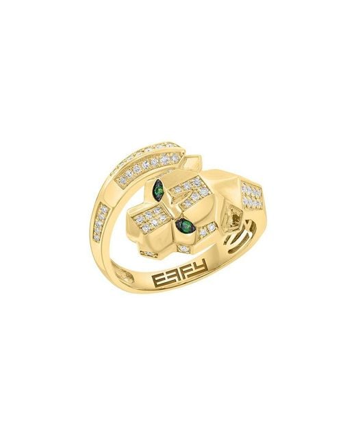 Effy Fine Jewelry Metallic 14K 0.29 Ct. Tw. Diamond & Tsavorite Ring