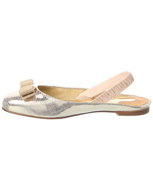 Ferragamo Natural Varina Leather Ballet Flat