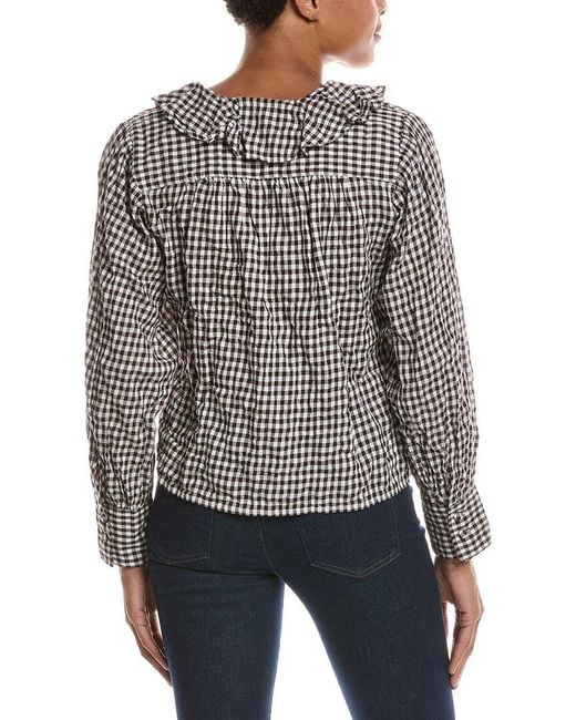 Madewell Gray Ruffled Pintuck Top
