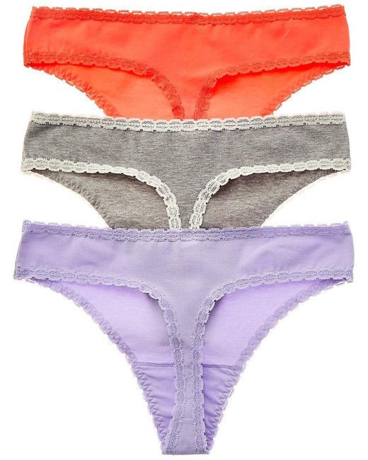Skarlett Blue Purple Set Of 3 Adorned Thong