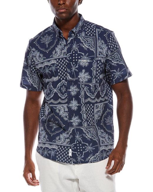 Vintage Summer Blue Printed Shirt for men