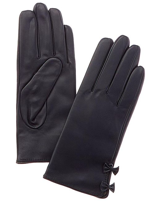 Phenix Blue Bow Cashmere-lined Leather Gloves