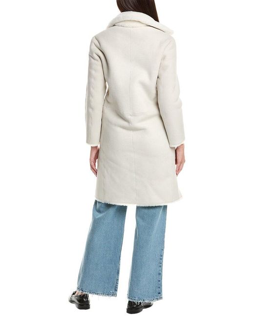 AllSaints Blue Serra Reversible Shearling Coat