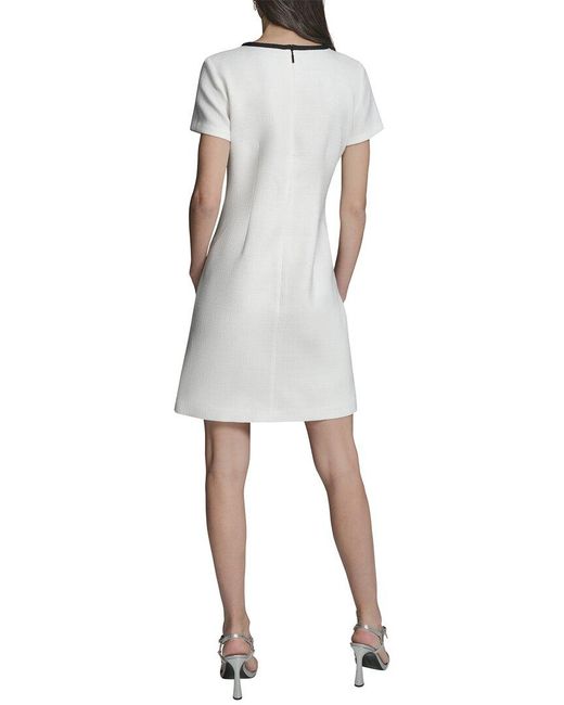 Karl Lagerfeld White Faux Tweed A-Line Dress