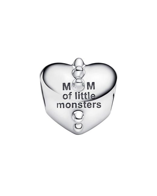 Pandora White Moments Cz Mum's Little Monsters Heart Charm