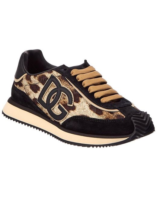 Dolce & Gabbana Black Dg Cushion Canvas & Leather Sneaker