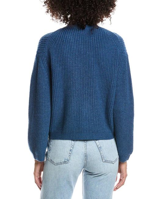 Forte Blue Wool & Cashmere-Blend Short Rib V-Neck Button Cardigan