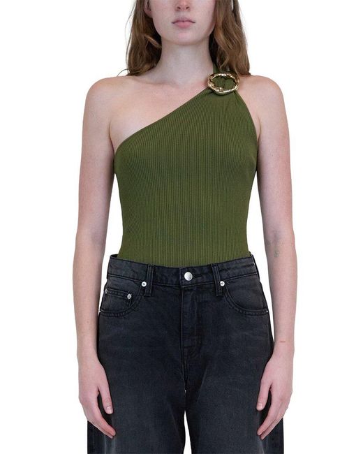 Jonathan Simkhai Green Fenix One Shoulder Top
