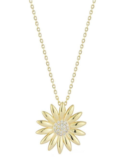Sphera Milano Metallic 14k Over Silver Cz Sunflower Necklace