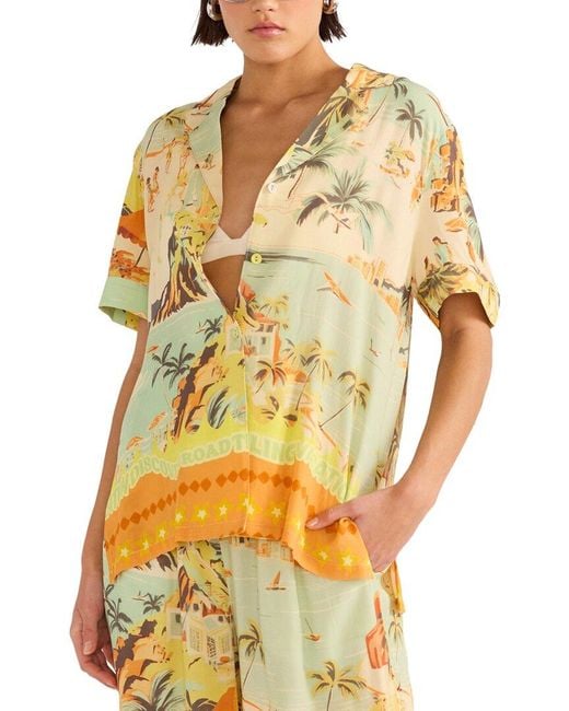 MINKPINK Yellow Vacanza Resort Shirt