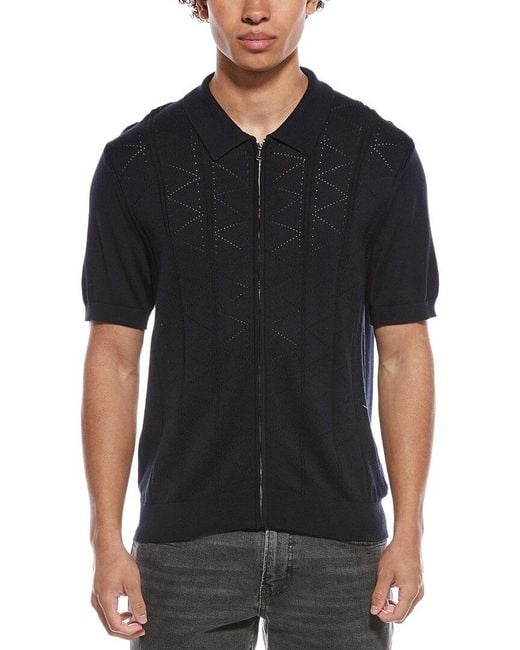 Jason Wu Black Pointelle Zip Polo Shirt for men