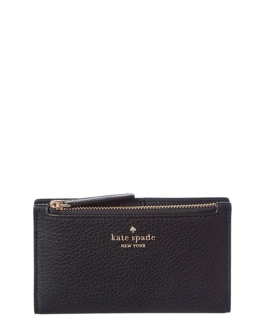 Kate Spade Black Jackson Small Pebbled Leather Slim Bifold Wallet