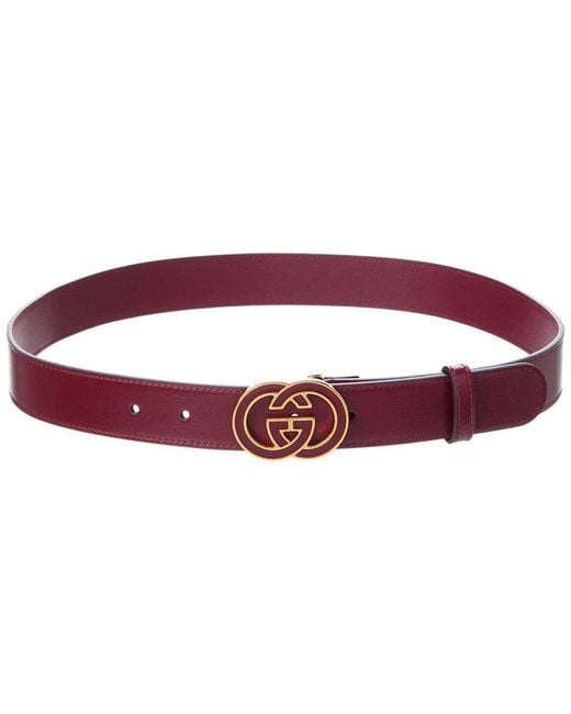 Gucci Red Interlocking G Buckle Leather Belt