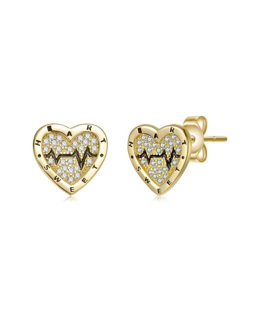 Rachel Glauber Metallic 14K Plated Cz Stud Earrings