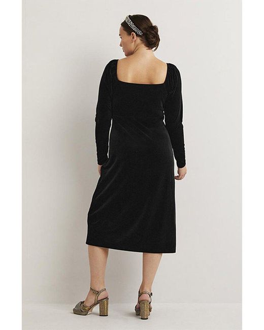 Boden Black Velvet Jersey Midi Dress